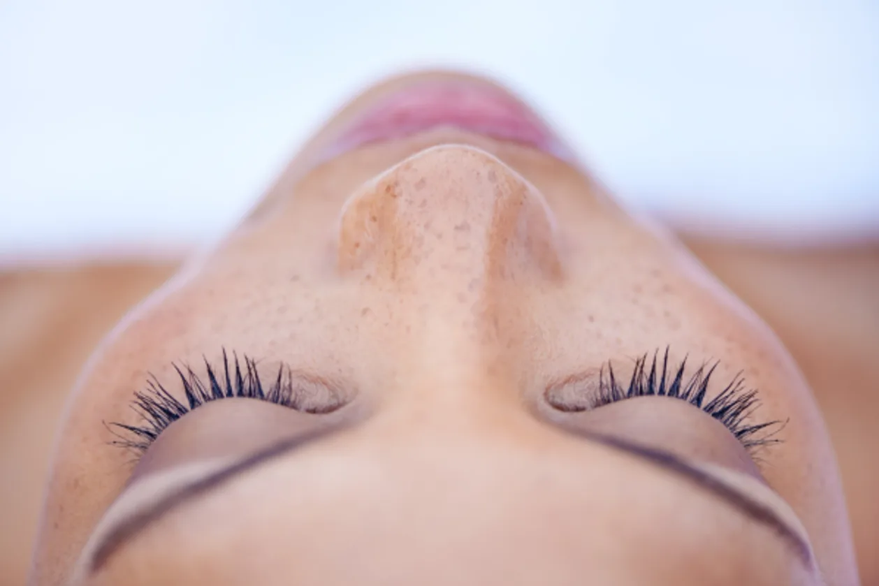 woman's face during spa visit